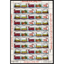 1985. Danmark. Julemærker, ufoldet helark. Danmarks første futtog.